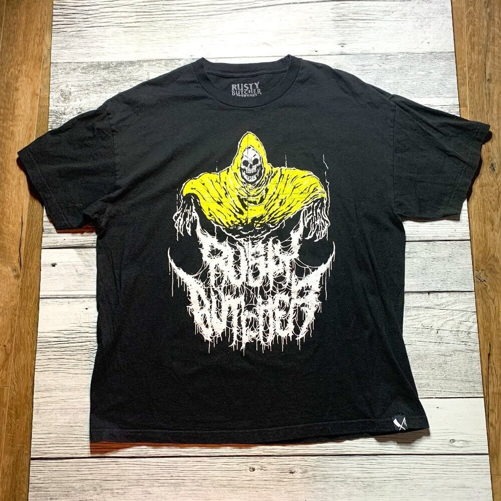 Rusty Butcher T-Shirt Reaper Mens Size XXL Black Motorcycle